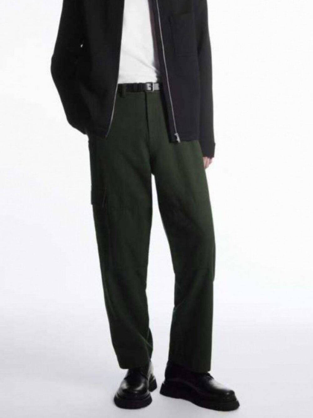 COS Mens Utility Cargo Pants Tencel Cotton Green Size 30